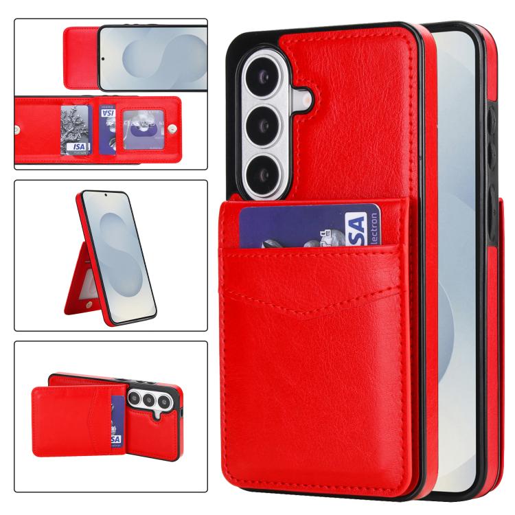 Custodia per telefono in PU con slot per carte a tinta unita, For Samsung Galaxy S26+ 5G, For Samsung Galaxy S26 Ultra 5G, For Samsung Galaxy S26 5G