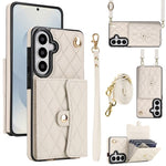 Portafoglio a tracolla romboidale orizzontale in pelle per telefono, For Samsung Galaxy S26+ 5G, For Samsung Galaxy S26 Ultra 5G, For Samsung Galaxy S26 5G