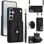Portafoglio a tracolla romboidale orizzontale in pelle per telefono, For Samsung Galaxy S26+ 5G, For Samsung Galaxy S26 Ultra 5G, For Samsung Galaxy S26 5G