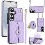 Portafoglio a tracolla romboidale orizzontale in pelle per telefono, For Samsung Galaxy S26+ 5G, For Samsung Galaxy S26 Ultra 5G, For Samsung Galaxy S26 5G