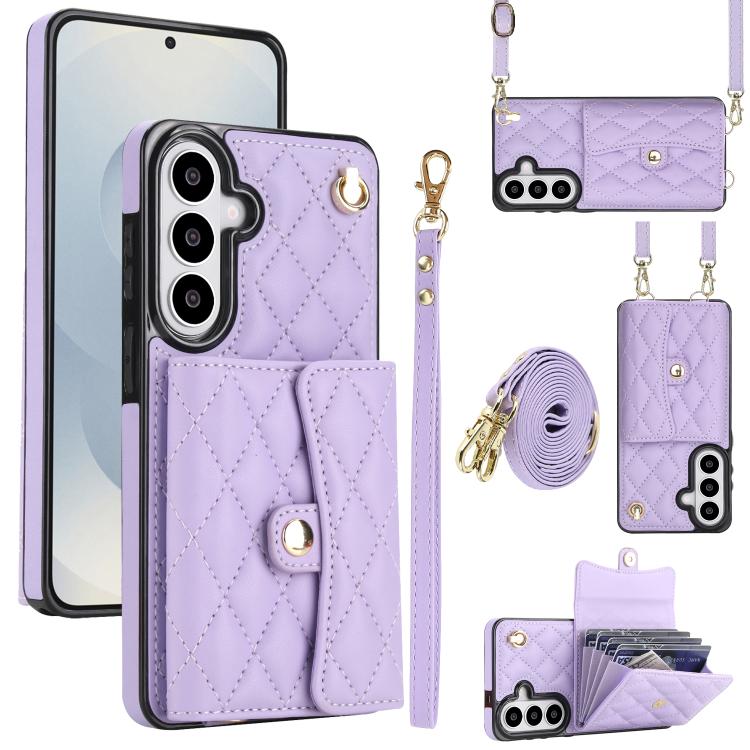 Portafoglio a tracolla romboidale orizzontale in pelle per telefono, For Samsung Galaxy S26+ 5G, For Samsung Galaxy S26 Ultra 5G, For Samsung Galaxy S26 5G