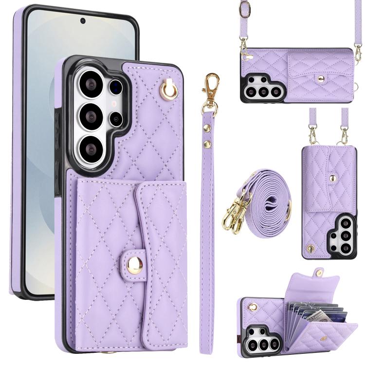 Portafoglio a tracolla romboidale orizzontale in pelle per telefono, For Samsung Galaxy S26+ 5G, For Samsung Galaxy S26 Ultra 5G, For Samsung Galaxy S26 5G