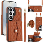 Portafoglio a tracolla romboidale orizzontale in pelle per telefono, For Samsung Galaxy S26+ 5G, For Samsung Galaxy S26 Ultra 5G, For Samsung Galaxy S26 5G