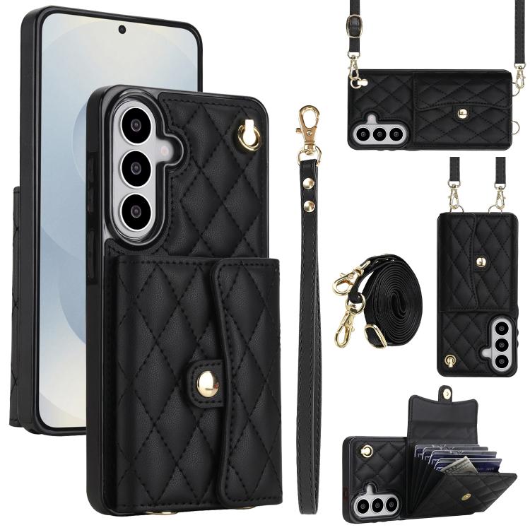 Portafoglio a tracolla romboidale orizzontale in pelle per telefono, For Samsung Galaxy S26+ 5G, For Samsung Galaxy S26 Ultra 5G, For Samsung Galaxy S26 5G