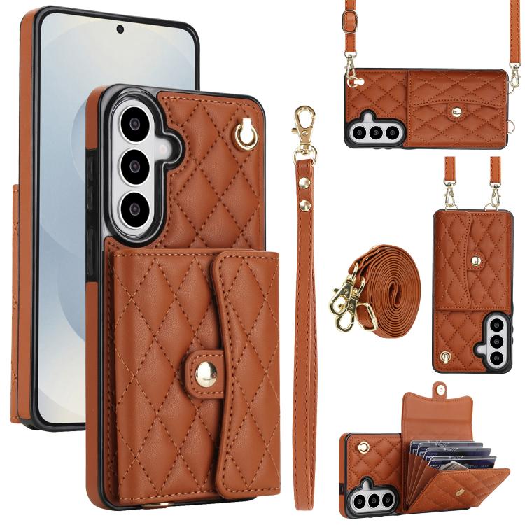Portafoglio a tracolla romboidale orizzontale in pelle per telefono, For Samsung Galaxy S26+ 5G, For Samsung Galaxy S26 Ultra 5G, For Samsung Galaxy S26 5G