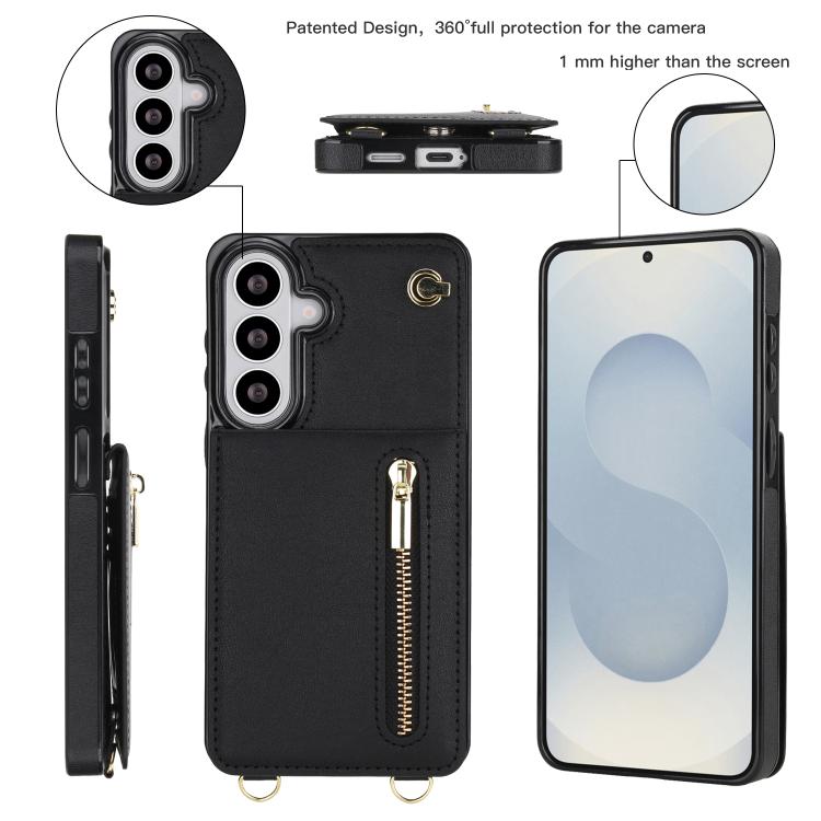 Custodia quadrata per cellulare con cerniera e tracolla, con supporto integrato., For Samsung Galaxy S26+ 5G, For Samsung Galaxy S26 Ultra 5G, For Samsung Galaxy S26 5G