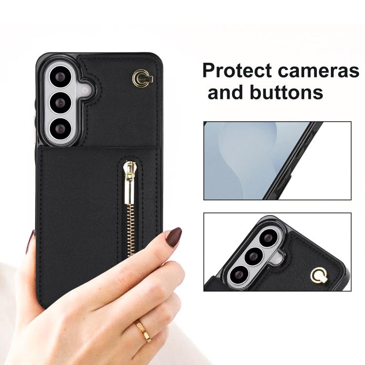Custodia quadrata per cellulare con cerniera e tracolla, con supporto integrato., For Samsung Galaxy S26+ 5G, For Samsung Galaxy S26 Ultra 5G, For Samsung Galaxy S26 5G