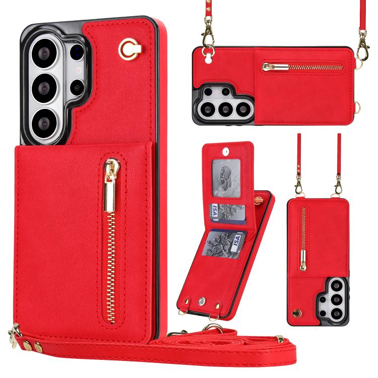 Custodia quadrata per cellulare con cerniera e tracolla, con supporto integrato., For Samsung Galaxy S26+ 5G, For Samsung Galaxy S26 Ultra 5G, For Samsung Galaxy S26 5G