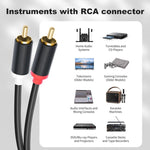 2 RCA to 2x6.35mm Male Mixing Consoles Audio Connection Cables, 1.5m, 3m, 5m