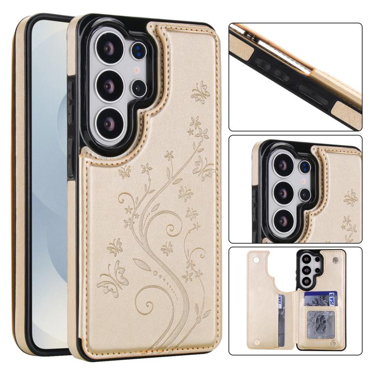 Custodia per telefono in PU con doppia fibbia e motivo a farfalla in rilievo, For Samsung Galaxy S26+ 5G, For Samsung Galaxy S26 Ultra 5G