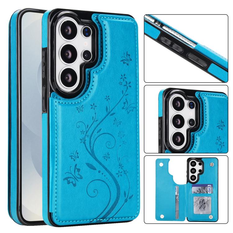 Custodia per telefono in PU con doppia fibbia e motivo a farfalla in rilievo, For Samsung Galaxy S26+ 5G, For Samsung Galaxy S26 Ultra 5G