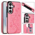 Custodia per telefono in PU con doppia fibbia e motivo a farfalla in rilievo, For Samsung Galaxy S26 5G