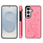 Custodia per telefono in PU con doppia fibbia e motivo a farfalla in rilievo, For Samsung Galaxy S26 5G