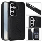 Custodia per telefono in PU con doppia fibbia e motivo a farfalla in rilievo, For Samsung Galaxy S26 5G