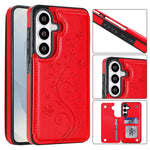 Custodia per telefono in PU con doppia fibbia e motivo a farfalla in rilievo, For Samsung Galaxy S26 5G