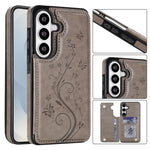 Custodia per telefono in PU con doppia fibbia e motivo a farfalla in rilievo, For Samsung Galaxy S26 5G