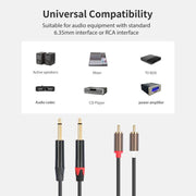 2 RCA Male to 2 XLR Female Audio Cables, 1.5m, 3m, 5m, 6m