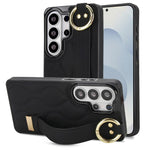 Custodia per telefono in PU antiscivolo con anello a copertura totale e cinturino da polso, For Samsung Galaxy S26+ 5G, For Samsung Galaxy S26 Ultra 5G, For Samsung Galaxy S26 5G