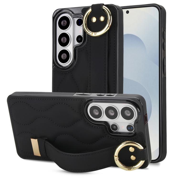 Custodia per telefono in PU antiscivolo con anello a copertura totale e cinturino da polso, For Samsung Galaxy S26+ 5G, For Samsung Galaxy S26 Ultra 5G, For Samsung Galaxy S26 5G