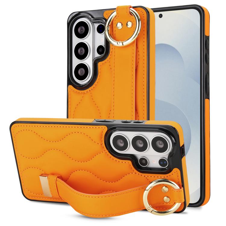 Custodia per telefono in PU antiscivolo con anello a copertura totale e cinturino da polso, For Samsung Galaxy S26+ 5G, For Samsung Galaxy S26 Ultra 5G, For Samsung Galaxy S26 5G