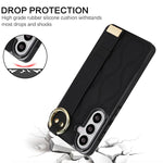 Custodia per telefono in PU antiscivolo con anello a copertura totale e cinturino da polso, For Samsung Galaxy S26+ 5G, For Samsung Galaxy S26 Ultra 5G, For Samsung Galaxy S26 5G