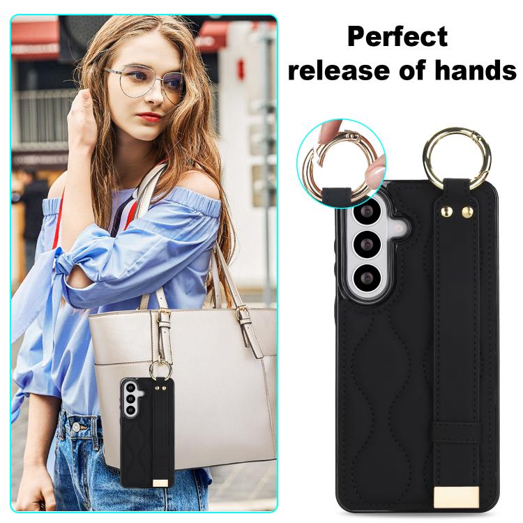 Custodia per telefono in PU antiscivolo con anello a copertura totale e cinturino da polso, For Samsung Galaxy S26+ 5G, For Samsung Galaxy S26 Ultra 5G, For Samsung Galaxy S26 5G