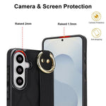 Custodia per telefono in PU antiscivolo con anello a copertura totale e cinturino da polso, For Samsung Galaxy S26+ 5G, For Samsung Galaxy S26 Ultra 5G, For Samsung Galaxy S26 5G