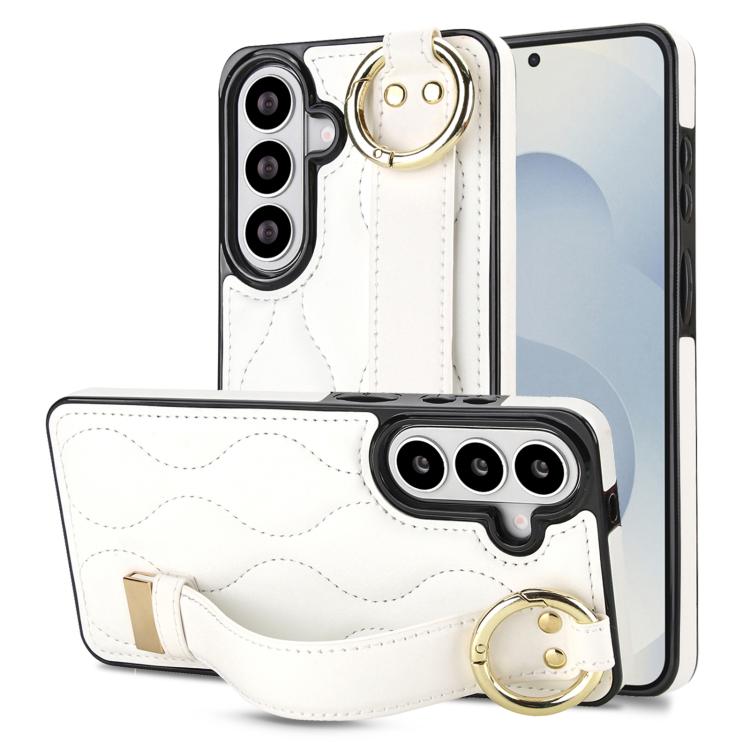 Custodia per telefono in PU antiscivolo con anello a copertura totale e cinturino da polso, For Samsung Galaxy S26+ 5G, For Samsung Galaxy S26 Ultra 5G, For Samsung Galaxy S26 5G