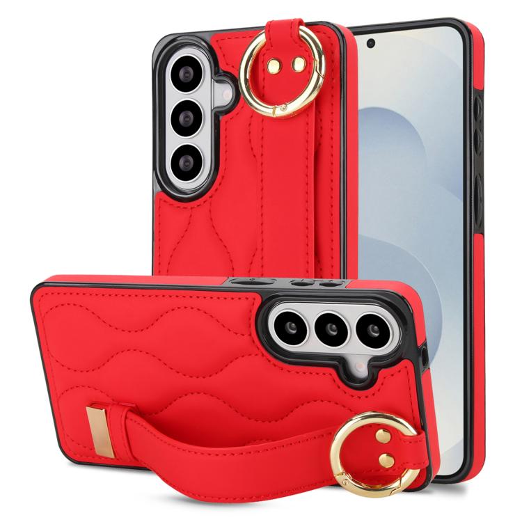Custodia per telefono in PU antiscivolo con anello a copertura totale e cinturino da polso, For Samsung Galaxy S26+ 5G, For Samsung Galaxy S26 Ultra 5G, For Samsung Galaxy S26 5G