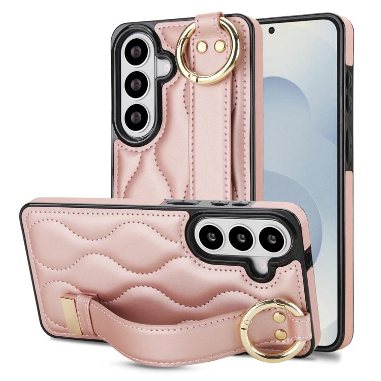 Custodia per telefono in PU antiscivolo con anello a copertura totale e cinturino da polso, For Samsung Galaxy S26+ 5G, For Samsung Galaxy S26 Ultra 5G, For Samsung Galaxy S26 5G