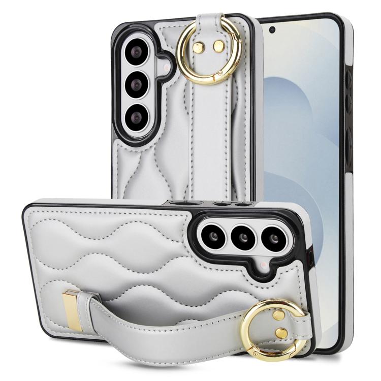 Custodia per telefono in PU antiscivolo con anello a copertura totale e cinturino da polso, For Samsung Galaxy S26+ 5G, For Samsung Galaxy S26 Ultra 5G, For Samsung Galaxy S26 5G