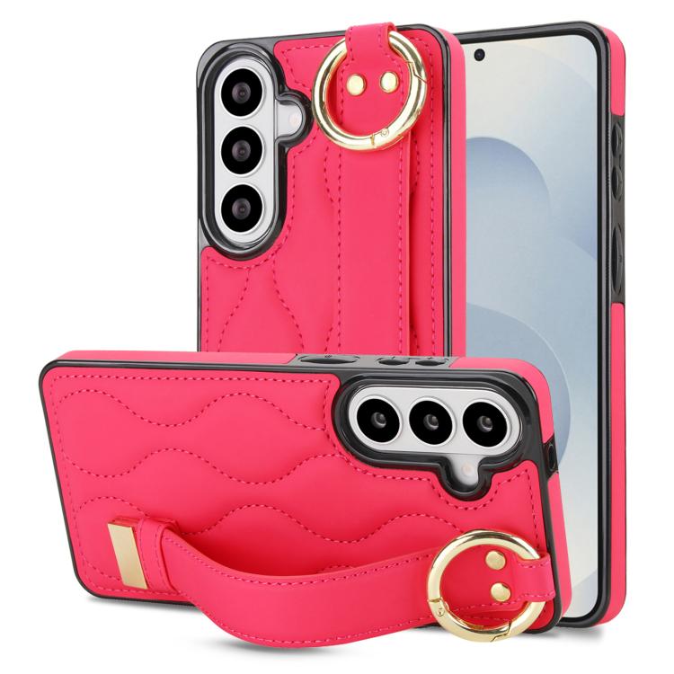 Custodia per telefono in PU antiscivolo con anello a copertura totale e cinturino da polso, For Samsung Galaxy S26+ 5G, For Samsung Galaxy S26 Ultra 5G, For Samsung Galaxy S26 5G
