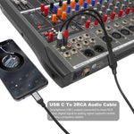 24-bit Type-C to Dual RCA Male Audio Decoding Cable, 1m, 2m, 3m