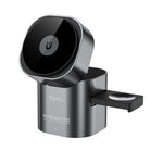 Stazione di ricarica wireless TOTU CW-10-W 3 in 1 con base di ricarica magnetica rotante per telefono, auricolari e orologio., CW-10-W