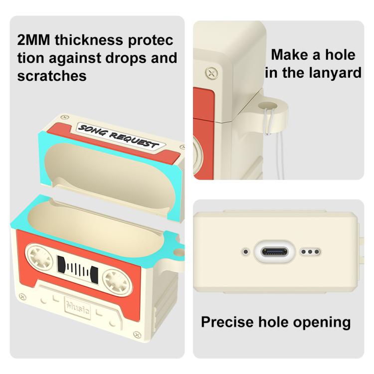 Custodia per auricolari in silicone XDcase in stile cassetta retrò., For AirPods Pro 3, For AirPods 4, For AirPods Pro 2