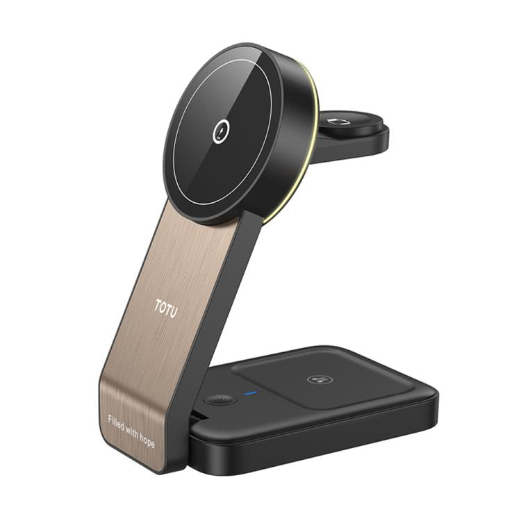TOTU CW-1-W Base di ricarica wireless magnetica 3 in 1 per telefono, auricolari e orologio, CW-1-W