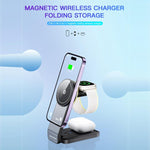 TOTU CW-1-W Base di ricarica wireless magnetica 3 in 1 per telefono, auricolari e orologio, CW-1-W
