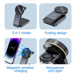 TOTU CW-1-W Base di ricarica wireless magnetica 3 in 1 per telefono, auricolari e orologio, CW-1-W