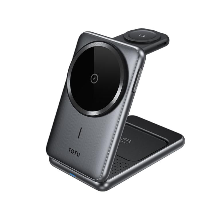 TOTU CW-4-W Stazione di ricarica wireless 3 in 1 con supporto magnetico pieghevole per telefono, orologio e auricolari, CW-4-W
