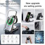 TOTU CW-4-W Stazione di ricarica wireless 3 in 1 con supporto magnetico pieghevole per telefono, orologio e auricolari, CW-4-W