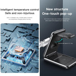 TOTU CW-4-W Stazione di ricarica wireless 3 in 1 con supporto magnetico pieghevole per telefono, orologio e auricolari, CW-4-W
