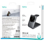 TOTU CW-4-W Stazione di ricarica wireless 3 in 1 con supporto magnetico pieghevole per telefono, orologio e auricolari, CW-4-W