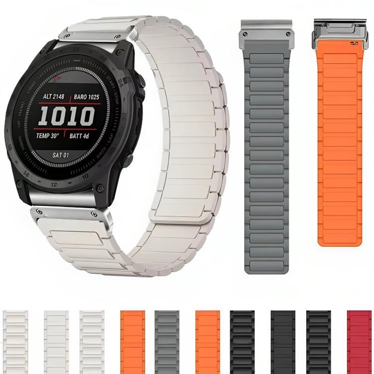 Cinturino per orologio magnetico in silicone con tre perline, For Garmin 20mm