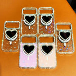 Custodia magnetica per telefono con ciondolo a forma di cuore scintillante IMD e cinturino, For iPhone 16 Pro Max, For iPhone 16 Pro, For iPhone 16, For iPhone 15 Pro Max