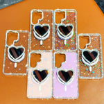 Custodia magnetica per telefono con ciondolo a forma di cuore scintillante IMD e cinturino, For Samsung Galaxy S26+ 5G, For Samsung Galaxy S26 Ultra 5G, For Samsung Galaxy S26 5G, For Samsung Galaxy S25 5G
