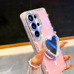 Custodia magnetica per telefono con ciondolo a forma di cuore scintillante IMD e cinturino, For Samsung Galaxy S26+ 5G, For Samsung Galaxy S26 Ultra 5G, For Samsung Galaxy S26 5G, For Samsung Galaxy S25 5G