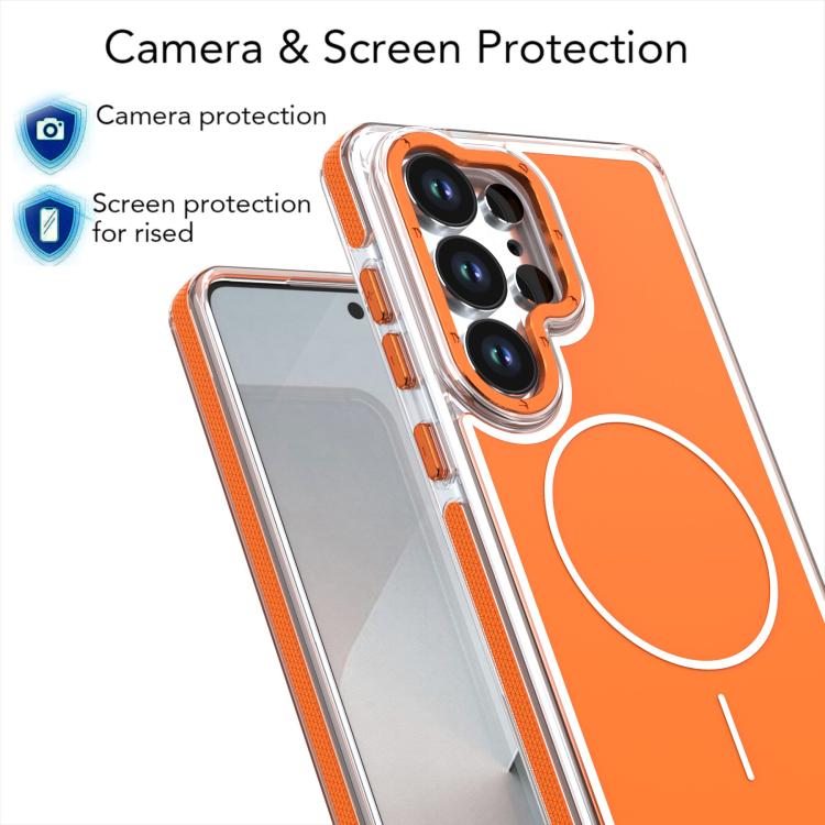 Custodia magnetica per telefono in TPU bicolore vivace + acrilico, For Samsung Galaxy S24 Ultra 5G