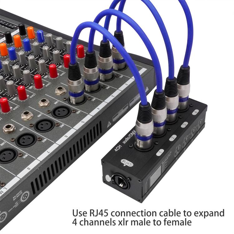 Splitter/Espansore a 4 canali XLR maschio-femmina, scatola di derivazione, estensione Ethernet RJ45
