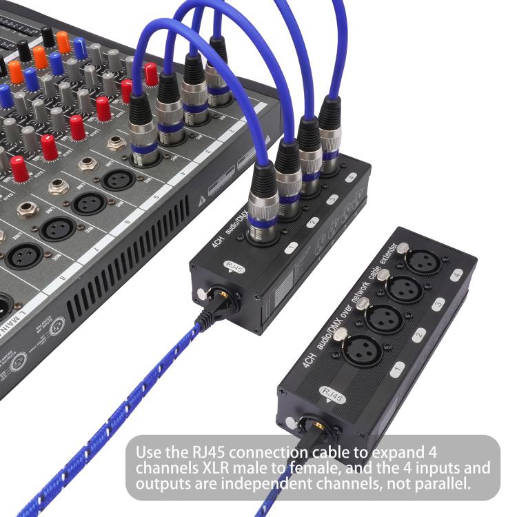 Splitter/Espansore a 4 canali XLR maschio-femmina, scatola di derivazione, estensione Ethernet RJ45