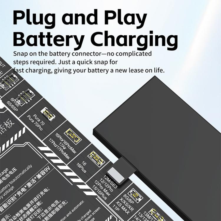 Scheda di attivazione per la ricarica della batteria JTX B9 5-9V per iPhone 6S-17 Pro Max (senza 16e) e Android, JTX B9